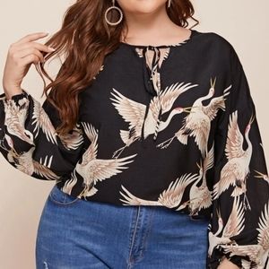 Beautiful Crane Print Top